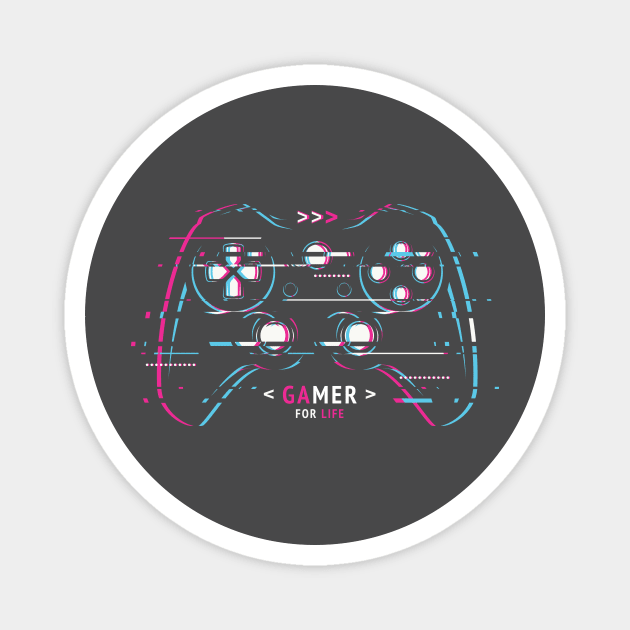 Gamer Life - Glitched Control Pad Magnet by info@dopositive.co.uk